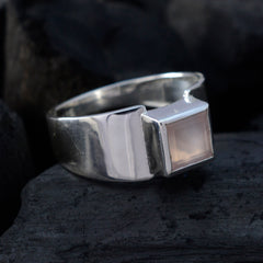 Rose Quartz Solitaire Egyptian 925 Silver Pink Gems Slim Trendy Ring Jewellery