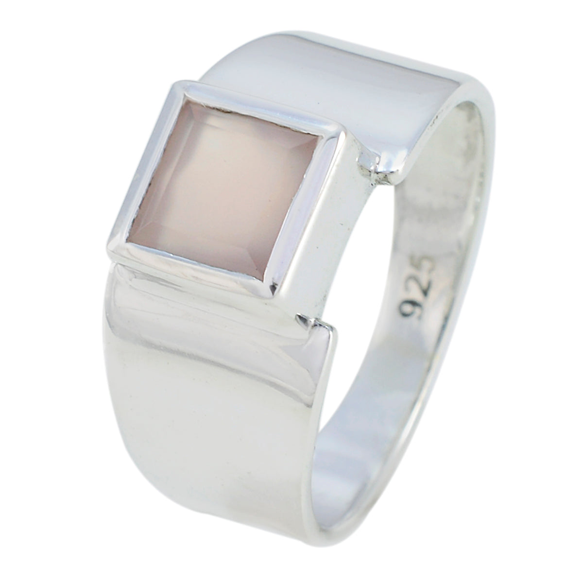 Rose Quartz Solitaire Egyptian 925 Silver Pink Gems Slim Trendy Ring Jewellery