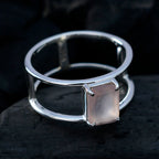 Rose Quartz Solitaire American 92.5 Silver Pink Gems Whisper thin Geometric Band Jewelry