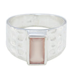Rose Quartz Solitaire German Silver Pink Gemstone Mid weight Signet Ring Jewellery
