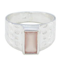 Rose Quartz Solitaire German Silver Pink Gemstone Mid weight Signet Ring Jewellery