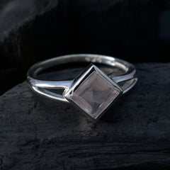 Rose Quartz Solitaire American 92.5 Silver Pink Gemstone Dainty Graceful Ring Jewellery