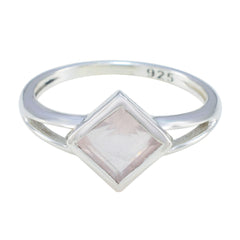 Rose Quartz Solitaire American 92.5 Silver Pink Gemstone Dainty Graceful Ring Jewellery