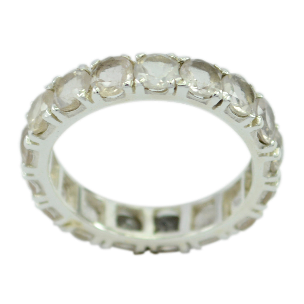 Rose Quartz multiple Japanese Silver Pink Gems Dainty Eternity Band Jewellery Hoofdafbeelding