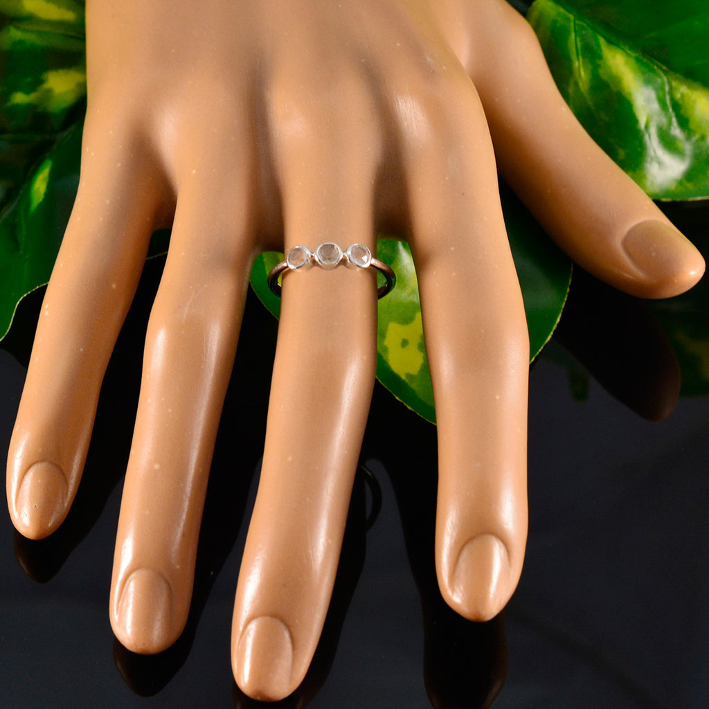 Rose Quartz Trilogy Turkish 925 Silver Pink Gems Elegant  Modern Ring Jewelry