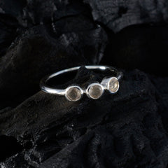 Rose Quartz Trilogy Turkish 925 Silver Pink Gems Elegant  Modern Ring Jewelry