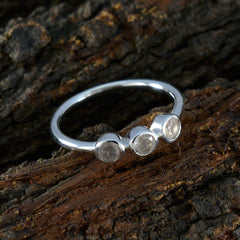 Rose Quartz Trilogy Turkish 925 Silver Pink Gems Elegant  Modern Ring Jewelry