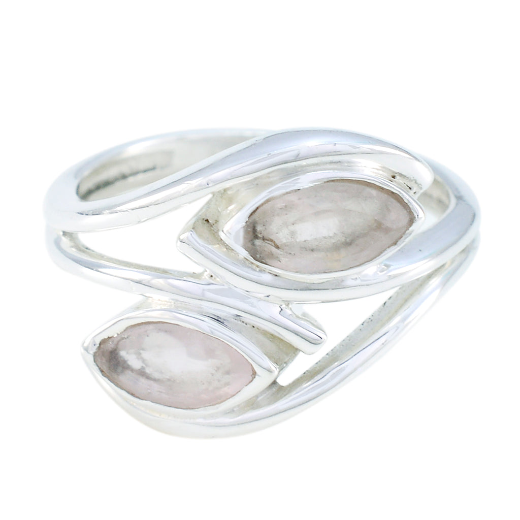 Rose Quartz Toi et Moi Indian Silver Pink Gemstone Slim Trendy Ring Jewellery