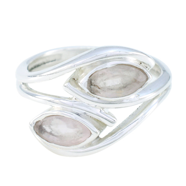 Rose Quartz Toi et Moi Indian Silver Pink Gemstone Slim Trendy Ring Jewellery