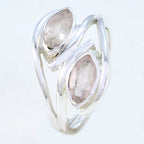 Rose Quartz Toi et Moi Indian Silver Pink Gemstone Slim Trendy Ring Jewellery