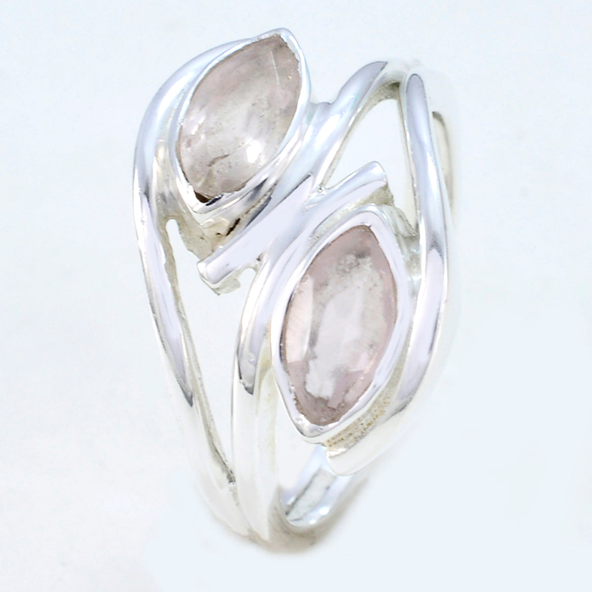 Rose Quartz Toi et Moi Indian Silver Pink Gemstone Slim Trendy Ring Jewellery