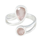 Rose Quartz Toi et Moi French Silver Pink Gems Tiny Love Ring Jewelry