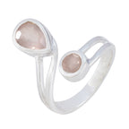 Rose Quartz Toi et Moi French Silver Pink Gems Tiny Love Ring Jewelry