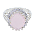 Rose Quartz Halo Moroccan 925 Silver Pink Gems Classic Signet Ring Jewellery