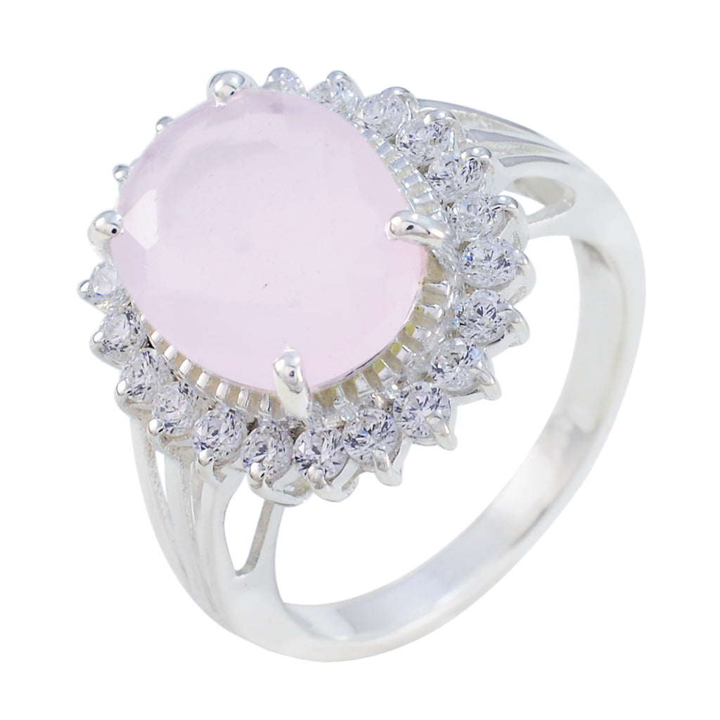 Rose Quartz Halo Moroccan 925 Silver Pink Gems Classic Signet Ring Jewellery