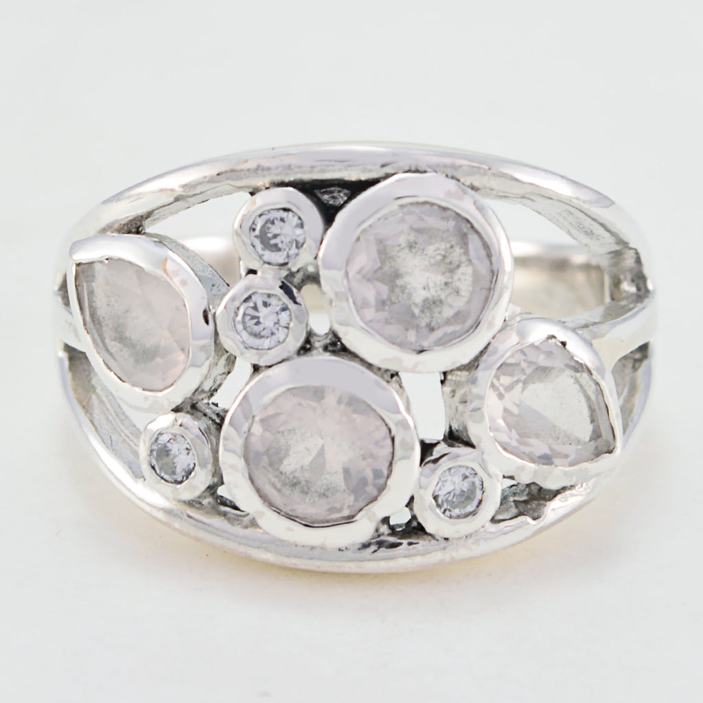 Rose Quartz quarter Indian 925 Silver Pink Gemstones Minimal Luxurious Ring Jewelry