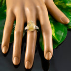 Rutile Quartz Solitaire Moroccan 925 Silver Yellow Gemstone Eye catching wedding Ring Jewellery