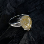 Rutile Quartz Solitaire Moroccan 925 Silver Yellow Gemstone Eye catching wedding Ring Jewellery