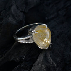 Rutile Quartz Solitaire Moroccan 925 Silver Yellow Gemstone Eye catching wedding Ring Jewellery