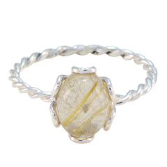 Rutile Quartz Solitaire Japanese 925 Sterling Silver Yellow Gemstones Delicate Twist Ring Jewellery