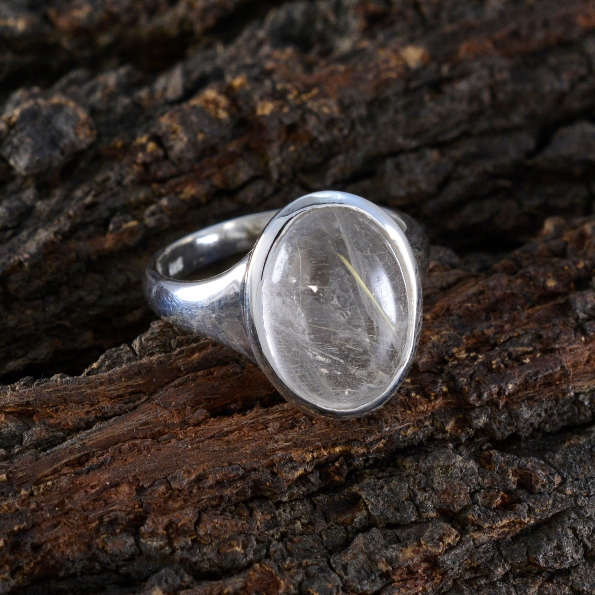 Rutile Quartz Solitaire Indian Sterling Silver Yellow Gemstones Minimal Artisan Ring Jewelry