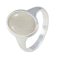 Rutile Quartz Solitaire Indian Sterling Silver Yellow Gemstones Minimal Artisan Ring Jewelry