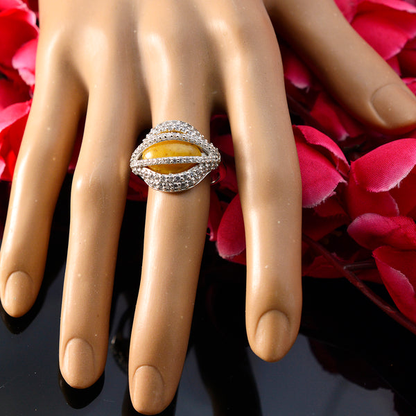 Rutile Quartz Halo Moroccan 925 Sterling Silver Yellow Gemstone Eye catching Modern Ring Jewelry