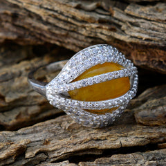 Rutile Quartz Halo Moroccan 925 Sterling Silver Yellow Gemstone Eye catching Modern Ring Jewelry