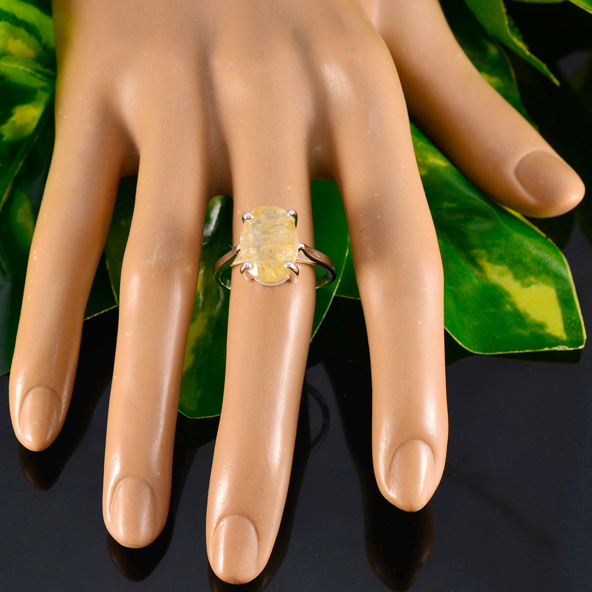 Rutile Quartz Solitaire Moroccan 925 Silver Yellow Gems Featherlight Heritage Ring Jewellery
