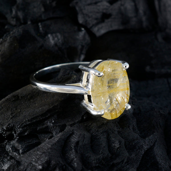 Rutile Quartz Solitaire Moroccan 925 Silver Yellow Gems Featherlight Heritage Ring Jewellery