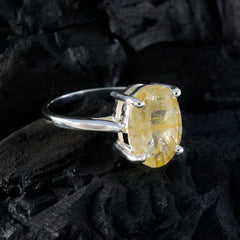 Rutile Quartz Solitaire Moroccan 925 Silver Yellow Gems Featherlight Heritage Ring Jewellery