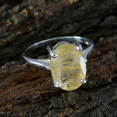 Rutile Quartz Solitaire Moroccan 925 Silver Yellow Gems Featherlight Heritage Ring Jewellery