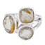 Rutile Quartz Trilogy African 92.5 Silver Yellow Gems Eye catching Modern Ring Jewelry