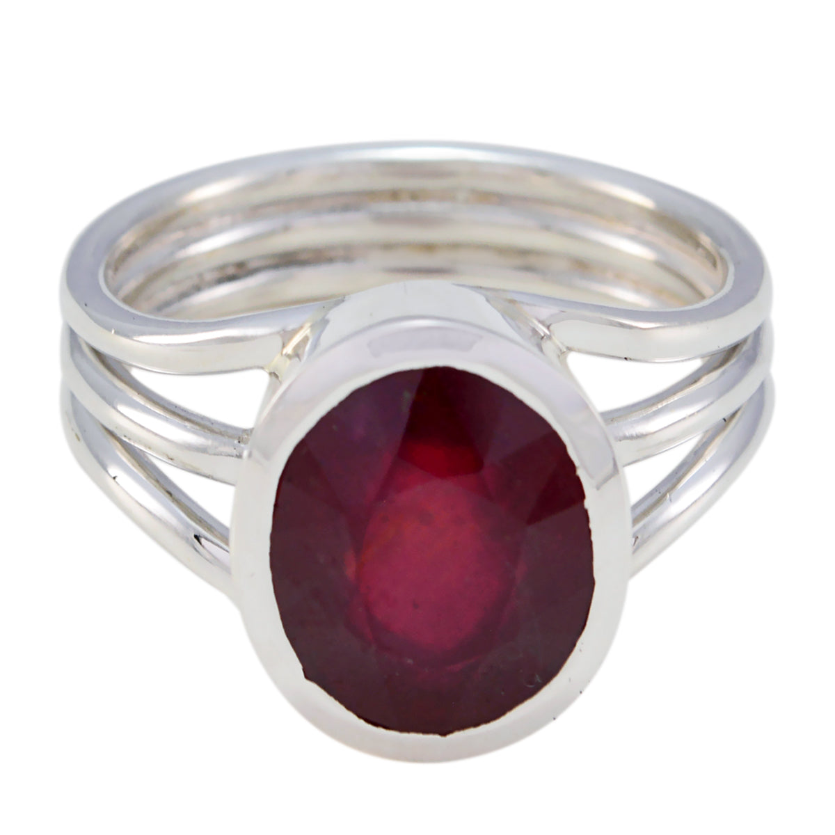 Rubin Cz Solitär Russisches 925 Silber Rote Edelsteine Essentieller Kultureller Ring Schmuck Hauptbild