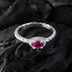 Ruby CZ Solitaire Korean 925 Silver Red Gemstones Dainty Contemporary Ring Jewelry