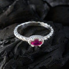 Ruby CZ Solitaire Korean 925 Silver Red Gemstones Dainty Contemporary Ring Jewelry