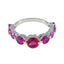 Ruby CZ Navratna Korean Silver Red Gemstones Delicate Abstract Ring Jewellery
