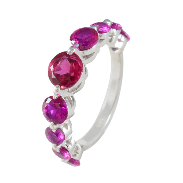 Ruby CZ Navratna Korean Silver Red Gemstones Delicate Abstract Ring Jewellery