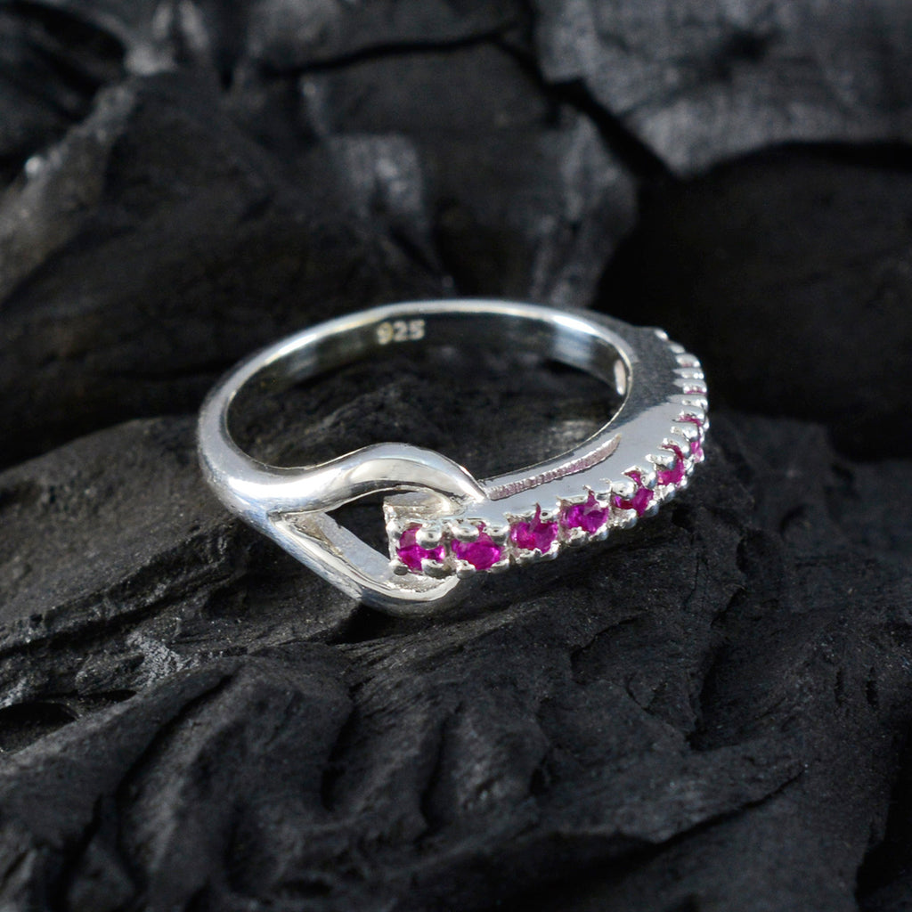 Ruby CZ multiple Turkish Sterling Silver Red Gems Delicate Contemporary Ring Jewelry