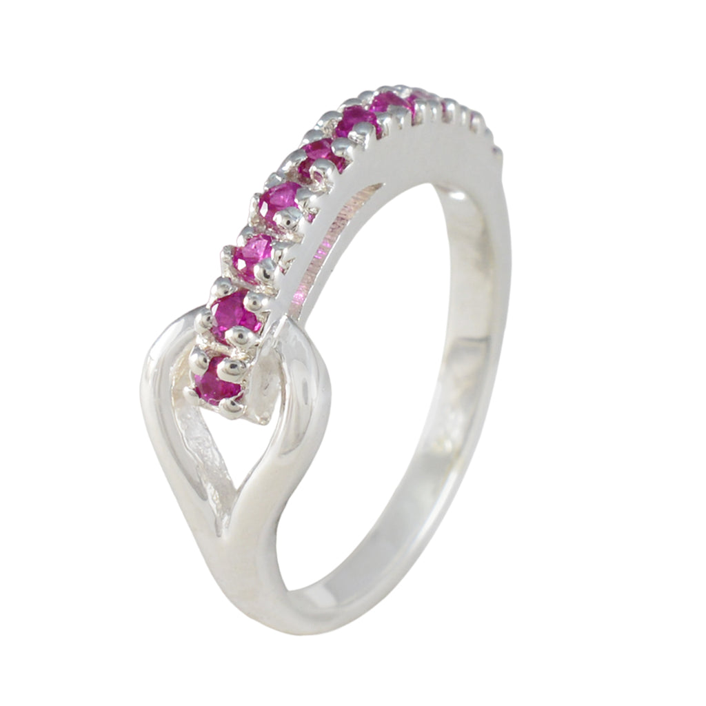 Ruby CZ multiple Turkish Sterling Silver Red Gems Delicate Contemporary Ring Jewelry