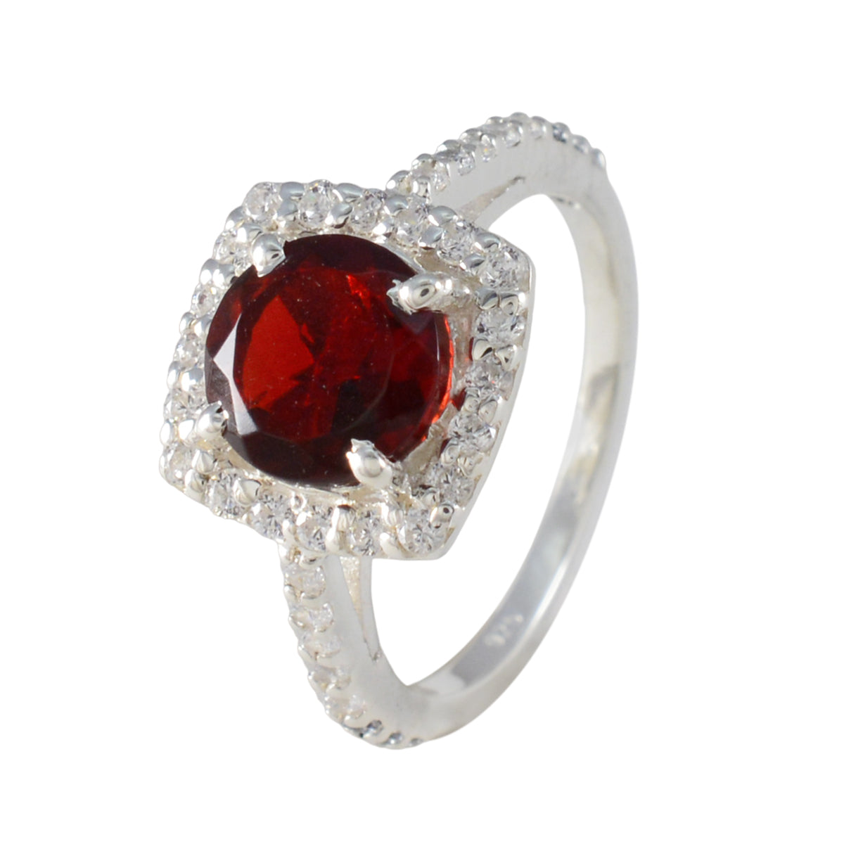 Ruby CZ Halo Japanese 92.5 Silver Red Gemstone Whisper-thin Luxurious Ring Jewellery Второстепенное изображение товара