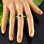 Ruby CZ Halo Indian 925 Sterling Silver Red Gemstones Slim Fairytale Ring Jewelry