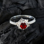 Ruby CZ Halo Indian 925 Sterling Silver Red Gemstones Slim Fairytale Ring Jewelry