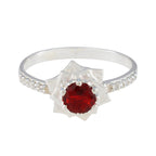 Ruby CZ Halo Indian 925 Sterling Silver Red Gemstones Slim Fairytale Ring Jewelry
