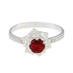 Ruby CZ Halo Indian 925 Sterling Silver Red Gemstones Slim Fairytale Ring Jewelry