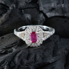 Ruby CZ Halo American 925 Silver Red Gemstones Whisper thin Glamorous Ring Jewellery