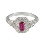 Ruby CZ Halo American 925 Silver Red Gemstones Whisper thin Glamorous Ring Jewellery