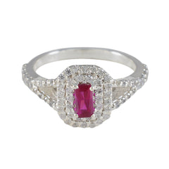 Ruby CZ Halo American 925 Silver Red Gemstones Whisper thin Glamorous Ring Jewellery