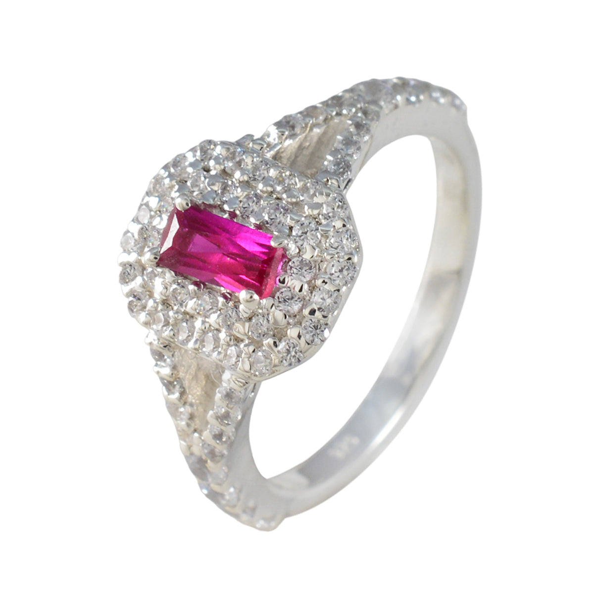 Ruby CZ Halo American 925 Silver Red Gemstones Whisper-thin Glamorous Ring Jewellery Второстепенное изображение товара