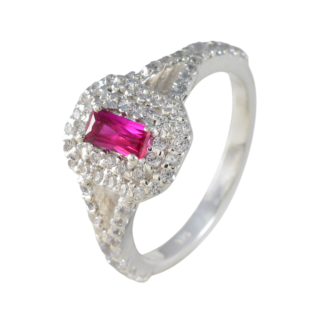 Ruby CZ Halo American 925 Silver Red Gemstones Whisper thin Glamorous Ring Jewellery
